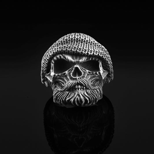 Bearded Skull Ring (Silver)