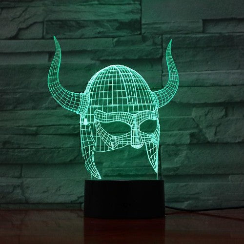 Lampe Viking 3D Casque à Cornes Vert