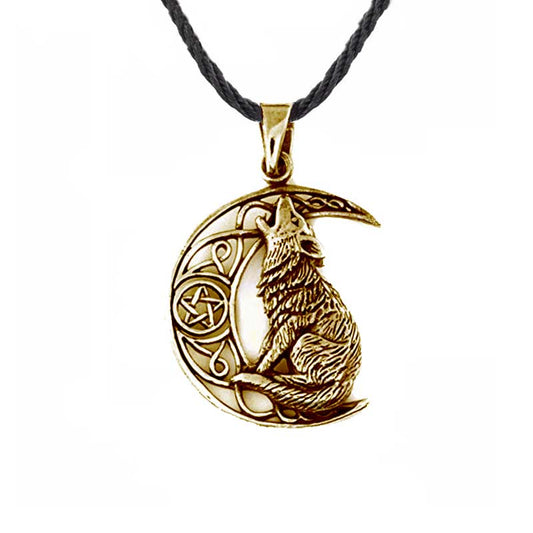 pendentif loup lune or