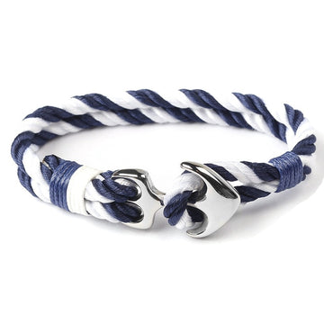 Bracelet Tressé Ancre Blanc et Bleu