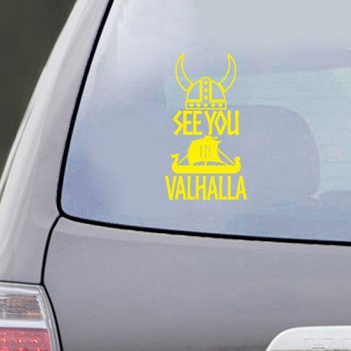 Stickers Viking See You in Valhalla Jaune