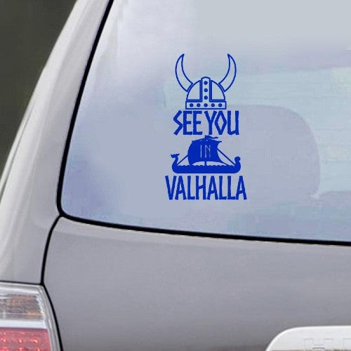 Stickers Viking See You in Valhalla Bleu