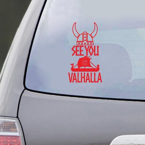 Stickers Viking See You in Valhalla Rouge