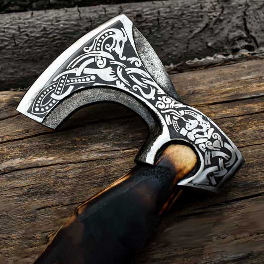Hache barbue Viking en acier forgé faite main : hache de lancer, outil de camping - France Hache barbue Viking en acier forgé faite main : hache de lancer, outil de camping - France